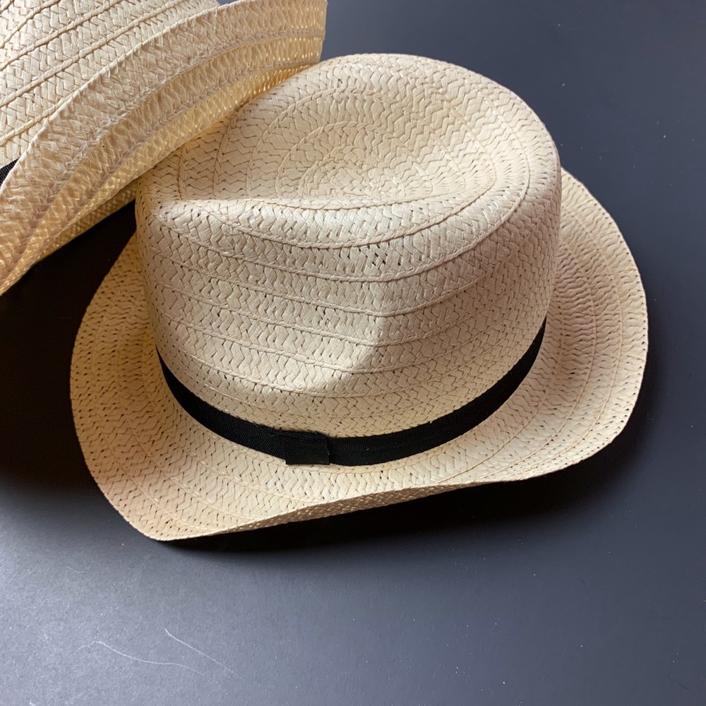 BLACK RIBBON FEDORA WOVEN STRAW HAT - Picture 4 of 6